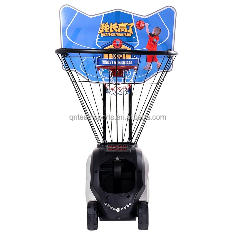 Qnteam Automatic Heavy-Duty Portable Movable Basketball Shooting Machine Adjustable Backboard Eco-Friendly PE Steel Frame Court
