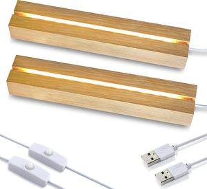 ฐานไฟกลางคืน LED รูปทรงสี่เหลี่ยมขนาดเล็ก ดีไซน์ทันสมัย ทำจากไม้บีช พร้อมสาย USB รีโมทคอนโทรล ปรับความสว่างได้ แสงวอร์มไวท์ CRI 95 สูง - Product Image 1