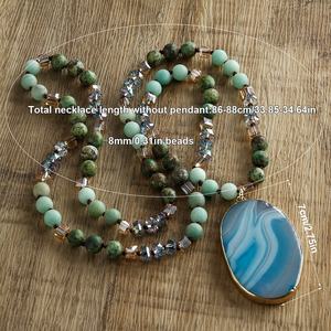 <span class=keywords><strong>Gioielli</strong></span> bohémien 8mm africano turchese Amazonite grossa pietra naturale nodo di vetro grande striscia irregolare collana pendente in agata - Product Image 4