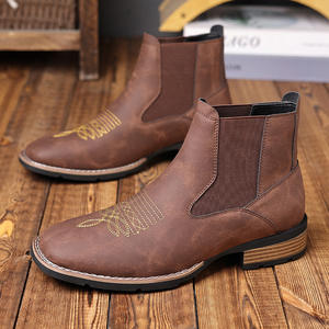 Bottes <span class=keywords><strong>Chelsea</strong></span> pour <span class=keywords><strong>homme</strong></span> de haute qualité, rétro, mode, couleur unie, chaussures à enfiler, bottes en cuir de haute qualité pour <span class=keywords><strong>homme</strong></span> - Product Image 1