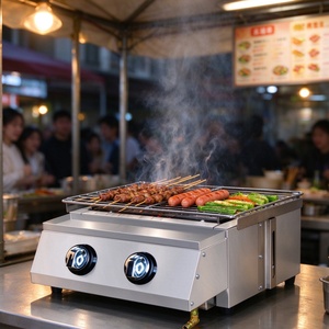 Barbecue gaz commercial de table à 2 brûleurs infrarouges en céramique pour restaurant et stand alimentaire - Product Image 5