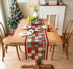 Chemin de table de Noël YINUAN, <span class=keywords><strong>tapisserie</strong></span> tissée, motif Père Noël, arbre, flocon de neige, décoration de table de fête - Product Image 1