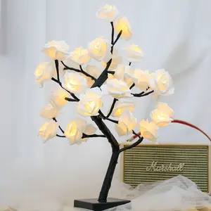 Bolylight-Árbol de Navidad Artificial, Rosa iluminada por la noche, para el hogar/dormitorio/escritorio