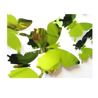 12 autocollants muraux 3D en PVC écologique effet miroir papillon pour centres commerciaux, mariages, maternelles et décoration intérieure
