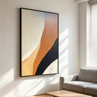 Art mural minimaliste vagues texture impasto orange noir peinture à l'huile décoration entrée