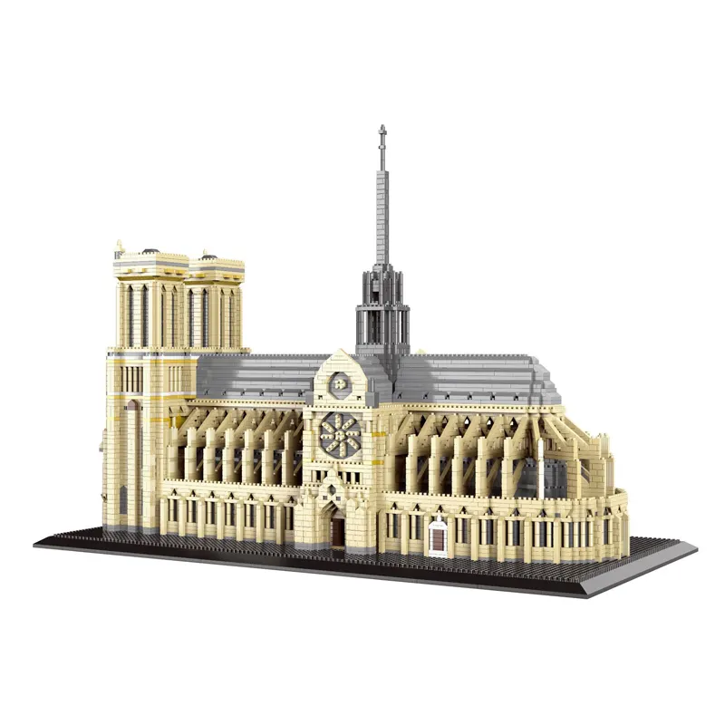 Çocuk fransa ünlü mimari 3D Model elmas tuğla Mini oyuncak inşaat blokları Cathedrale Notre Dame de Paris