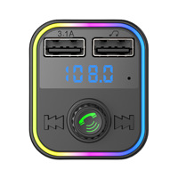 Adaptateur de chargeur de téléphone avec lecture de musique sur carte TF G41, 7 lumières LED colorées, station de charge double USB, chargeur de voiture sans fil