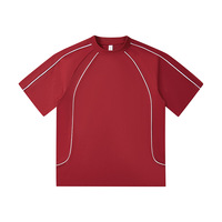 Camiseta Deportiva de Algodón para Hombre, con Logotipo Bordado Personalizado OEM, Línea Blanca en Contraste, Estilo Raglán, Transpirable, para Entrenamiento Deportivo en Equipo