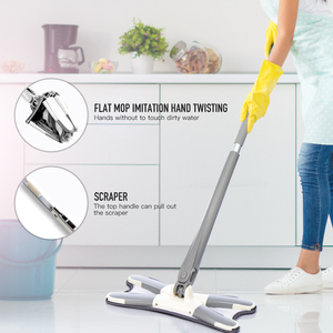 Mocio a pavimento piatto tipo <span class=keywords><strong>X</strong></span> mocio in microfibra facile da installare pulizia mocio leggero e conveniente - Product Image 4