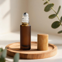 Botellas de Vidrio Recargables de 5 ml y 10 ml con Tapas de Bambú, Ideales para Viajes, Cosméticos, Cuidado Personal, Botellas con Rodillo