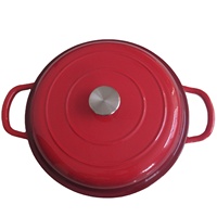OEM warna besi cor Enamel tertutup bulat panci Oven Belanda berenamel casserole dangkal