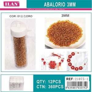 Perline Dorate Ilan Abalorio da 3mm per Creazione di Gioielli, 12 Pezzi per Tubo - Product Image 1