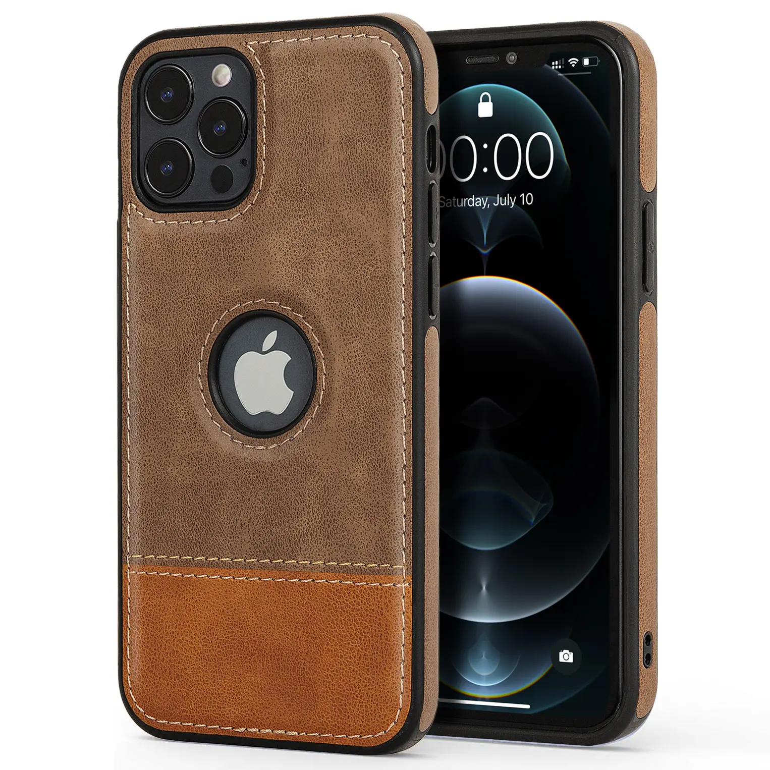 for iPhone 13 Pro Max Leather Case, Elegant Business Non-Slip Grip Soft TPU Bumper Full Body Protective Cover For iPhone 13