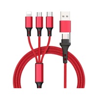Kabel Data Ponsel Multi-Fungsi Lima-dalam-Satu dengan Konektor USB-A USB-C untuk Ponsel, Kompatibel untuk Android