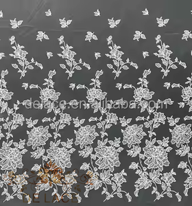 DELACE WM Tessuto in Pizzo con Delicato Motivo Floreale, Bellissimo Ricamo con Grandi Fiori Traforati per Abiti da Sposa - Product Image 2