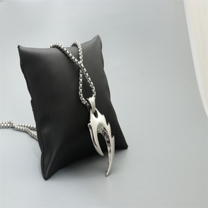 Collier pendentif en forme de crochet en acier inoxydable unisexe, bijoux à la mode, couleur argent blanc, cadeau - Product Image 3