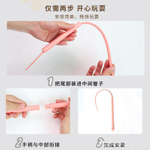 ของเล่นแมวซิลิโคนรูปไม้กายสิทธิ์พร้อมหางหนู ของเล่นแบบมีปฏิสัมพันธ์สำหรับแมว สีพื้น ดีไซน์เปลี่ยนได้ - Product Image 4