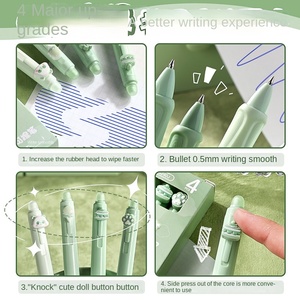 Panda haute couleur valeur presse Gel stylo 0.5mm plastique effaçable école primaire 3e année spécial thermique effaçable noir phrase - Product Image 4