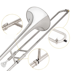 <span class=keywords><strong>Instrument</strong></span> de <span class=keywords><strong>trombone</strong></span> alto EB ton nickelé argent de bonne qualité OEM avec accessoires pour débutant - Product Image 4