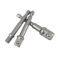FEIDA OEM DIY – Lot de 3 douilles hexagonales 1/4 ", 3/8 ", 1/2 " 50 mm en chrome vanadium avec adaptateurs pour perceuse à main