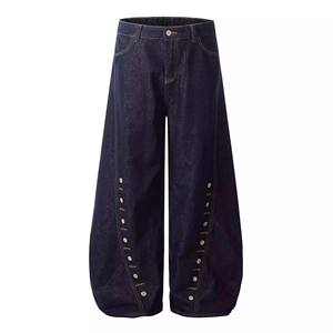 Pantalones vaqueros de mezclilla con ojales de varias filas para hombre y mujer, pantalones de pierna recta informales de verano sólidos de secado rápido para destruir, 2025 - Product Image 5