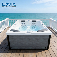 LOVIA - Bañera de Hidromasaje Rectangular para Exteriores, de Diseño Moderno, Eficiente Energéticamente, con Hidroterapia, Jacuzzi