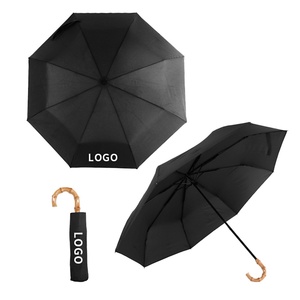Straight <b>Plastic</b> Handle Modern Windproof Fully-Automatic Dual-folding Travel Compact Umbrella Black Fiberglass <b>Frame</b> Customized - Product Image 2