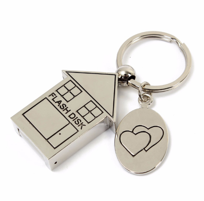 <strong>USB</strong> <strong>Flash</strong> <strong>Drive</strong> 16GB 32GB 64GB Metal Sweet <strong>House</strong> <strong>Shape</strong> Keychain Laser Logo Custom Memory Stick for Gift Pendrive