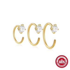 Pendientes de Botón Geométricos de Plata de Ley S925 con Circonita, Chapados en Oro, Regalo Moderno para Fiestas - Product Image 6