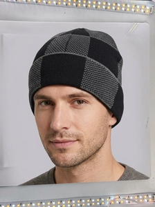 <span class=keywords><strong>Bonnet</strong></span> en coton tricoté à la main, chapeau d'hiver chaud pour hommes et femmes avec motif de lettres en relief et broderie personnalisée - Product Image 2