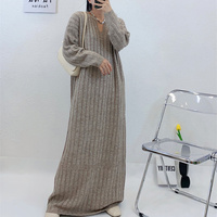 Robes Décontractées en Maille 2026 Grandes Tailles Vêtements Femme Pulls Hiver Robe Musulmane