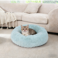 Lit pour chien personnalisé en fausse fourrure de lapin Petopia, lit rond en peluche, lit spécifique pour animaux de compagnie, apaisant, chaud pour l'hiver, motif uni