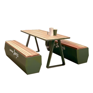 Moderno tavolo da pranzo all'aperto panca popolare combinazione di legno di ferro per piccoli metri Casual Gourmet Street Cafe tavolo all'aperto - Product Image 5