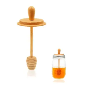 Thìa gỗ bằng gỗ Mason Jar mật ong dippers Gỗ mật ong Lược dính mật ong Muỗng cho nhà bếp