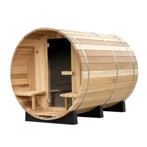 Ruang Sauna barel luar ruangan kustom, ruang Sauna tradisional pinus putih Finlandia