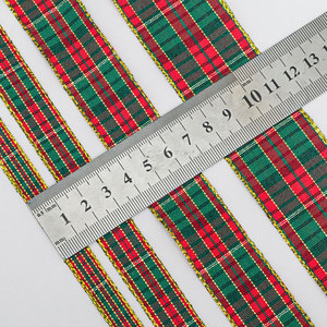 Pita Tartan Natal, Pita Tenun Berpinggir Emas Metalik untuk Dekorasi Hadiah DIY, Pohon Natal & Pembungkus Hadiah Liburan - Product Image 4