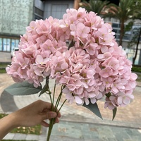 Grand bouquet d'hortensias artificiels en soie à 5 têtes, rose, pour fête, mariage, décoration intérieure, Thanksgiving