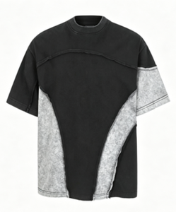 T-Shirt Vintage Lavata con Cuciture a Vista, Oversize, Stile Techwear e Streetwear, Manica Corta, Unisex, Casual, Gotico, Hip Hop - Product Image 4