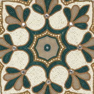 Chemin de Table en perles naturelles, couleur argent or ivoire, décoration de noël, chemin de Table de ferme - Product Image 1