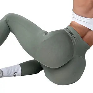 Garrafa de água reciclada personalizada, spandex de cintura alta eco amigável, calças de yoga, ginástica, leggings tiktok, scrunch, bunda