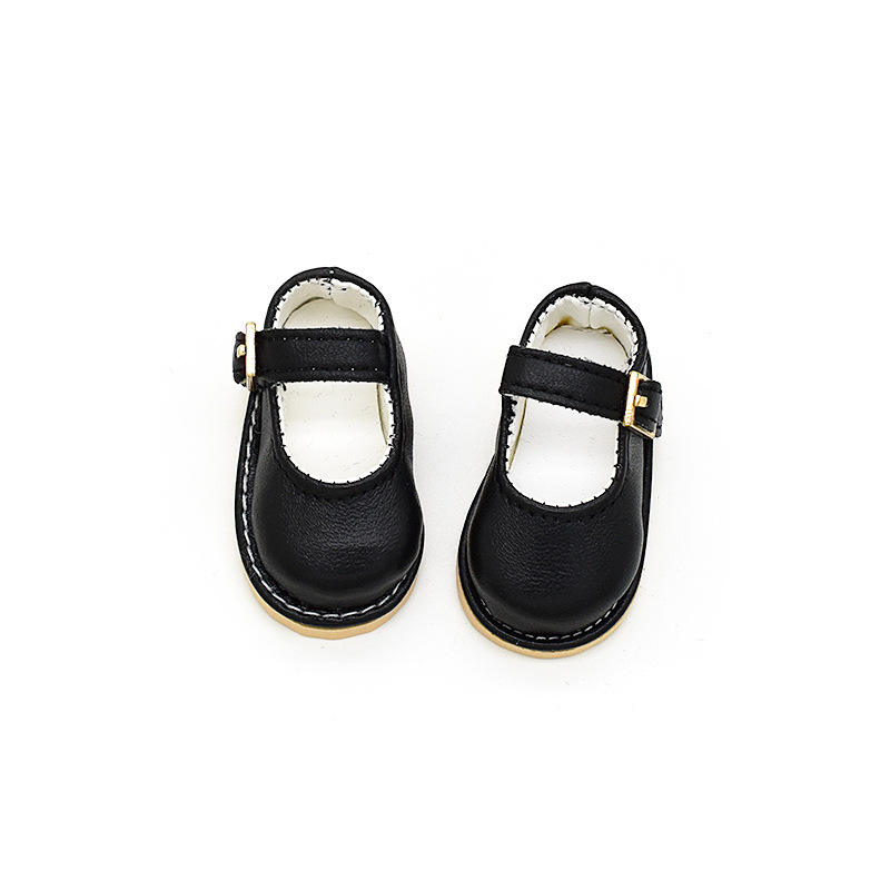 British style black leather shoes - 1/6 bjd