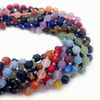 Perles en pierre naturelle facettées de 6-10 mm, section transversale circulaire, pour la fabrication de bijoux DIY (bracelets, colliers) - Vente en gros