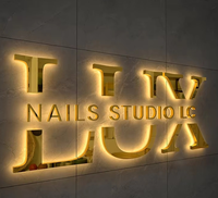 Enseigne lumineuse personnalisée en acier inoxydable pour entreprise, enseigne 3D avec lettres LED, logo, enseigne extérieure pour devanture de magasin