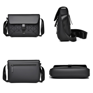 Nouveau Sac Bandoulière Unisexe en <span class=keywords><strong>Cuir</strong></span> PU au Design Tendance, Fonction Étanche et Décoration Grille Diamant, Sac Poitrine <span class=keywords><strong>Homme</strong></span> Femme - Product Image 3