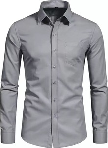 Camisa de Vestir de Manga Larga para Hombre, Cuello Clásico, Abotonada, Formal, Casual, con Bolsillo en el Pecho, Tejida - Product Image 2