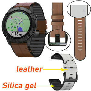 Garmin Fenix 7 7X 6 6X Pro 5 5X Plus Band Epix Gen 2/D2 <span class=keywords><strong>Mach</strong></span> 1/Approach S70 Pulsera solar Cuero transpirable + Reloj <span class=keywords><strong>de</strong></span> silicona - Product Image 6