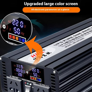 Inversor de Corriente Solar de Onda Sinusoidal Pura de 4000W, 12V AC, para Uso en Casa, Auto, Exteriores y Puestos de Mercado, con Entrada de Emergencia, HJ-UPS-12-4000S Pu - Product Image 5
