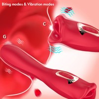 Doppel köpfiger Klitoris zungen vibrator für Frauen mit 10 Modi Biss-und G-Punkt-Stimulator, der Sexspielzeug-Dildo-Mastur bator für Erwachsene leckt