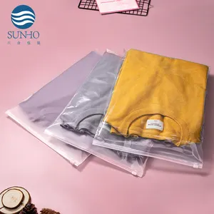 Biodegradable Eco-friendly Custom Printing Plastic Packaging Transparent PE Frosted Zipper Bag For Garment