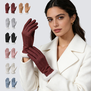 Nouveaux gants de cyclisme d'hiver pour femmes, chauds, tactiles, à doigts entiers, doublés de polaire, coupe-vent, pour l'extérieur - Product Image 1